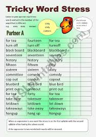 Especially is a common adverb defined as particularly; Tricky Word Stress Especially With Numbers For All Levels Esl Worksheet By Joy2bill