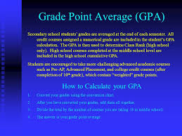 high school and grade point averages coursework example