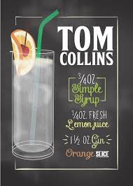 Cocktail Signs Tom Collins Displate Artwork By Artist Felix Keser Part Of A Set Featuring Popu Collins Cocktail Tom Collins Cocktails Alcohol Drink Recipes
