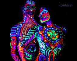 His And Hers Uv Neon Blacklight Design Party For Two To Recreate You Ll Need All 7 Colors Of Our Bright Body Art Painting Body Painting Body Painting Men