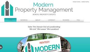 It Says Modern Property Management In Gray And Teal Color Big Logo In The Middle With Pictures That Say Modern Properties Property Management Being A Landlord