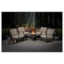 Larkspur 5 Piece Wicker Patio Fire Pit Set Fire Pit Sets Patio Furniture Collection Patio Furniture Sets