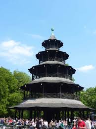 Japanisches teehaus, chinesischer turm und rumfordhaus. Munchen Schau Bar