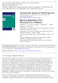 Pdf Moisture Dependent Color Characteristics Of Walnuts