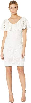 Nue By Shani V Neck Lace Dress With Built In Shapewear