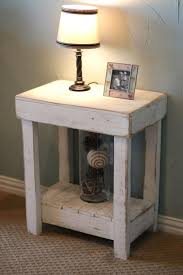 White End Table With Shelf Etsy Rustic End Tables Furniture Projects White End Tables