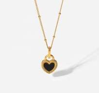 Elegant Heart Necklace Black - Wholesale & Fashion