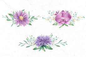 Download Premium Vector Of Purple Flower Elements On White Background Purple Flowers Blue Lotus Flower Purple Plants