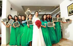 Green Leaves Red Roses Lots Of Gold Bridesmaid Attire Wedding Group Photos Flower Girl Dresses