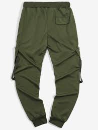 Black And Yellow Cargo Pants Ribbon Pockets Long Elastic Sport Jogger Pants Army Green Black Red White Yellow Pants Jogger Pants Fashion Pants