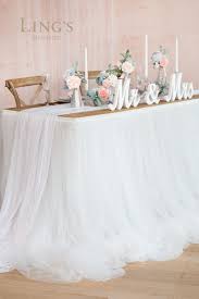Extra Long Pooling Table Skirt 14 Styles In 2020 Main Table Wedding Tulle Table Wedding Table