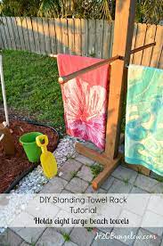 For the best towel rack, you need to check out for a number of things like the built, safety, and the number of towels it can accommodate. Diy Outdoor Standing Towel Rack H2obungalow