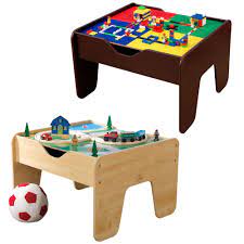 Train set on second side allows your little conductor to take his imagination for. Kidkraft 2 In 1 Activity Train Table Lego Compatible Set Espresso Natural Activity Table Storage Kids Room Kids Room