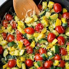 Skillet Garlic Parmesan Zucchini Squash And Tomatoes Summer Vegetables Side Dishes Yellow Squash Recipes Sauteed Zucchini And Squash