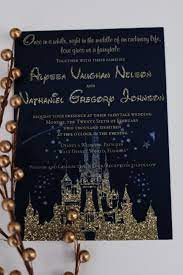 Disneyland Wedding Invitations Dark Blue And Sparkly Gold Perfect For Your Fairyta Disney Wedding Invitations Disneyland Wedding Fairytale Wedding Invitations