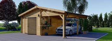 Wood arts bouwt garages en carports op volledig maat in de woonstijl van de klant. Single Wooden Garage With Carport 7m X 6m 23x20 Ft 44 Mm