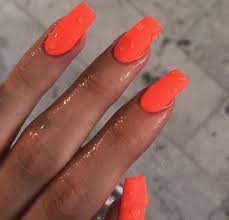 As the acetone melts off, push it off with a craft stick or an orange cuticle stick. Dark Neon Orange Acrylic Nails Coral Nails Orange Acrylic Nails Neon Orange Nails
