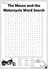 The Mouse And The Motorcycle Word Search Mouse And The Motorcycle Making Words Free Printable Word Searches