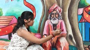மரங்களை பாதுகாக்க விழிப்புணர்வு; 300 அடியில் சுவர் ஓவியம்: கோவை மாணவர்கள்  அசத்தல்