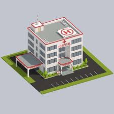 Low Poly Hospital 3d Model Minecraft City Minecraft Modern Minecraft Blueprints