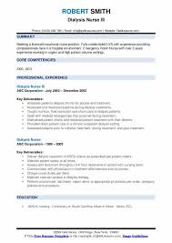Dialysis Nurse Resume Samples Qwikresume