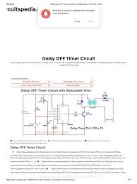Here i present a very easy and simple circuit of on time delay timer circuit which is made using 2 transistors, some resistors, and a capacitor. 555 Delay Off Timer Circuit For Delay Before Turn Off Circuit Pdf Components Electrical Engineering