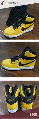 Nike Air Force 1 High Top Leather Black Yellow Black Nikes Black N Yellow Leather