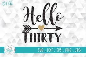 Download Hello Thirty 30th Birthday Graphic By Easyconceptsvg Creative Fabrica PSD Mockup Templates