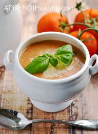 Easy Tomato Basil Soup 7 Ingredients Recipe Tomato Basil Soup Tomato Basil Soup Easy Soup Maker