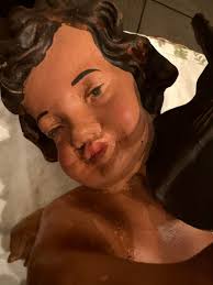 Pair beautiful wood carved cherub Italian statues in great condition