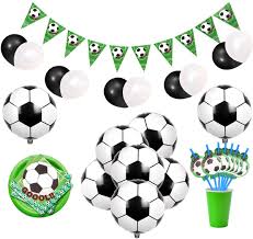 The difficult part is getting what you want and sticking with your budget. Amazon Com Joymemo Soccer Party Decorations Sports Themed Party Supplies With Soccer Foil Balloons Bunting Banner Napkins And Straws For Boys Birthday Bbay Shower Toys Games