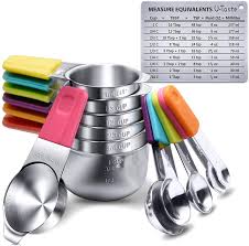One cup is equal to just under 236.6 milliliters, but in nutrition labeling, one cup is equal to 240 milliliters. Amazon Com Measuring Cups U Taste Magnetic Measuring Cups And Spoons Set Of 13 In 18 8 Stainless Steel 7 Measuring Cups And 5 Measuring Spoons With 1 Professional Magnetic Measurement Conversion Chart Kitchen Dining