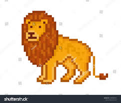 Yellow Lion Cartoon Pixel Art Character Isolated On White Background Safari Animal Zoo Logo Symbol Of Africa Wildlife Pixel Art Characters Pixel Art Cartoon