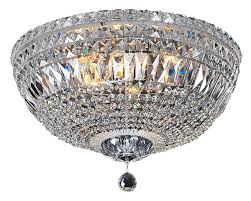 This opulent yet simple flush mount chandelier is a perfect addition to any room that needs a bit of drama. Round Flush Mount Chandelier Classique Crystal And Chrome