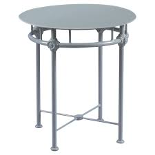 Tectona French Country Grey Blue Aluminum Outdoor Side End Table Patio Furnishings Bistro Table Outdoor Gray Patio Furniture