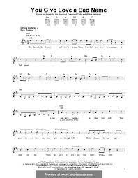 You Give Love A Bad Name Bon Jovi By D Child J B Jovi R Sambora On Musicaneo Worst Names Bon Jovi Names