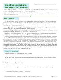 Complete this task in your language classwork book. Great Expectations Reading Comprehension Worksheet