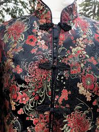 Black And Gold Design Shirt Asian Silk Red Black Gold Jacket Traditional Chinese Fashion Design Lined Shirt Frog Closure Mandarin Collar Fitted V Black And Gold Jacket Black And Red Black