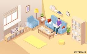 Isometric Living Room With Man Freelancer And Notebook Boy Doing Freelance Job At Sofa Remote Worker On Couch W In 2020 Remote Work Remote Jobs Business Card Mock Up