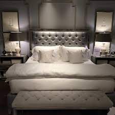 Custom Mirror Trim Fabric Tufted Bed Bed Down Furniture Atlanta Bed Luxurious Bedrooms Furniture