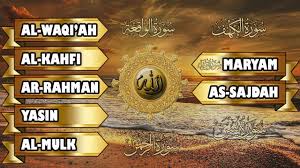Surat yaasiin surat al waaqi ah surat ar rahman surat al mul. Al Kahfi Al Waqiah Ar Rahman Al Mulk Yasin Maryam As Sajdah Dengan Terjemah Suara Menyejukkan Youtube