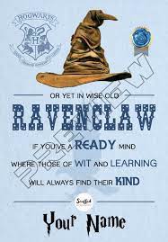 Harry Potter Ravenclaw Certificate Hogwarts Sorting Hat Stamp Seal Harry Potter Ravenclaw