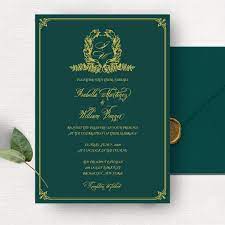 Cheap Emerald Green And Gold Invite Royal Wedding Invite Monogram Classic Vintage Fall Winter Spring Ws139 Wedding Invitations Cheap Wedding Invitations Invitations