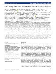 Pdf European Guideline For The Diagnosis And Treatment Of Insomnia