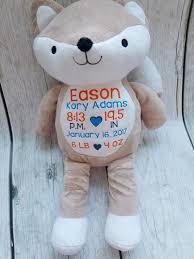 Birth Announcement Stuffed Animal Fox Fox Birth Announcement Stuffed Animal Birth Announcement New Etsy In 2020 New Baby Products New Mommy Gifts Baby Gifts
