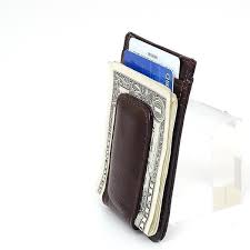 Sure, the model's measuring 4.1 x 3.3 x 0.12 inches, meaning that it is slim even by money clip wallets' standards. Mens Leather Money Clip Slim Front Pocket Wallet Magnetic Id Credit Card Holder One Size On Sale Overstock 31805705