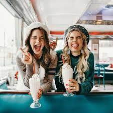 Fun Best Friend Moments With Yummy Milkshakes Share With Your Friends Food Drinks Photography Friends Photography Best Friends Shoot Friend Photoshoot