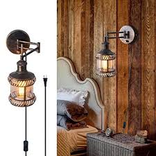 Shop Adjustable Swing Arm Wall Sconce Rustic Industrial Wall Light Fixture With Plug In And On Off Switch Overstock 29401079
