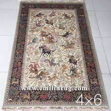 china hunting design persian silk rug