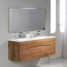 Pour une ambiance épurée zen ou une décoration exotique, l'habillement de la salle de bain s'épanouit dans les détails. Meuble Suspendu Avec Double Vasque Integree 130 Cm Iroko Bois Cdiscount Bricolage
